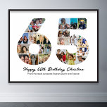 65th Birthday Number 65 Photo Collage Anniversary Poster<br><div class="desc">Mark sixty five years of wonderful memories and adventures with this captivating 65th Birthday Number Photo Collage. This customisable template is the perfect blend of creativity and sentiment, allowing you to create a truly memorable gift for your loved one's special day. Capture the essence of ten incredible years in a...</div>