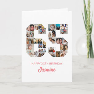 65th Birthday Number 65 Photo Collage Personalised Card