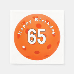 65th Birthday Orange Pickleball Napkin