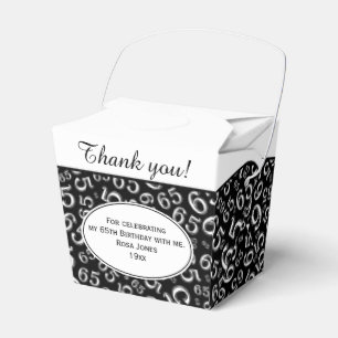 65th Birthday Party Black/White Number Pattern Favour Box