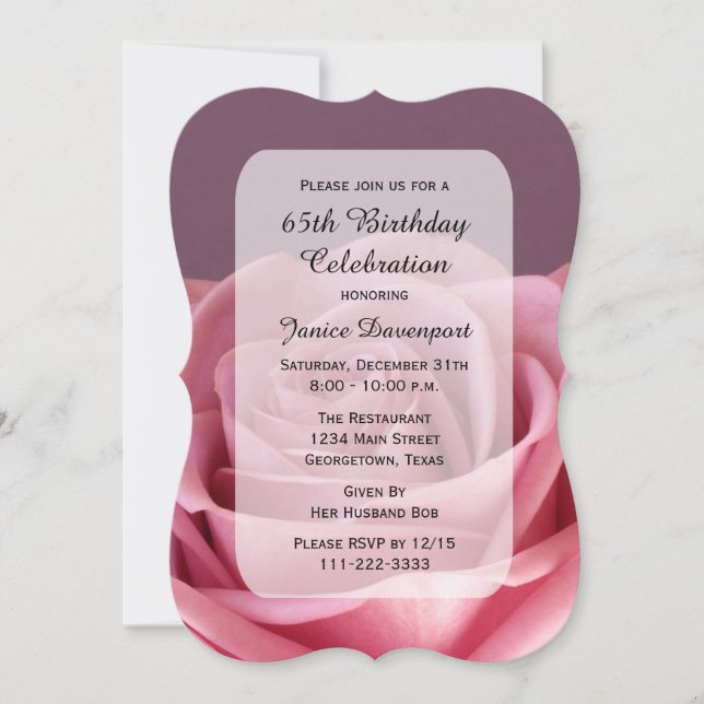 65th Birthday Party Breathtaking Rose Invitation (Front)