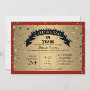 65th Birthday Party Celebrate Faux Jewel Confetti Invitation