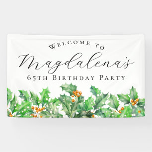 65th Birthday Party December Birth Flower Welcome Banner