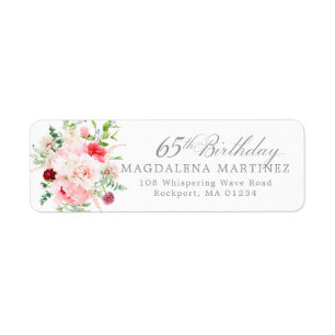 65th Birthday Party Floral Return Address Label
