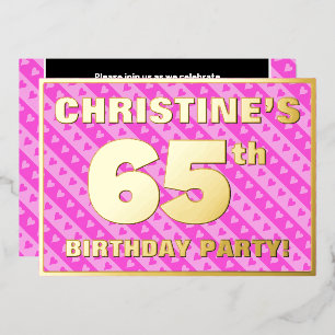 65th Birthday Party — Fun Pink Hearts and Stripes
