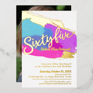 65th Birthday party gold photo bright abstract art