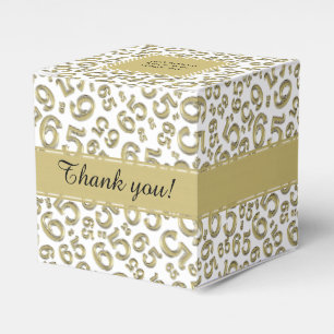 65th Birthday Party Gold/White Number pattern Favour Box