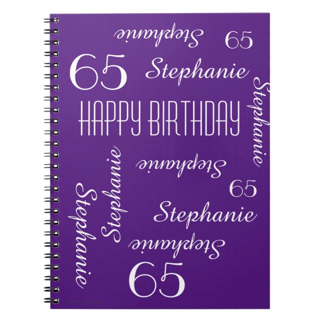 65th Birthday Party Guest Book, Repeating Names Spiral Notebook (Front)