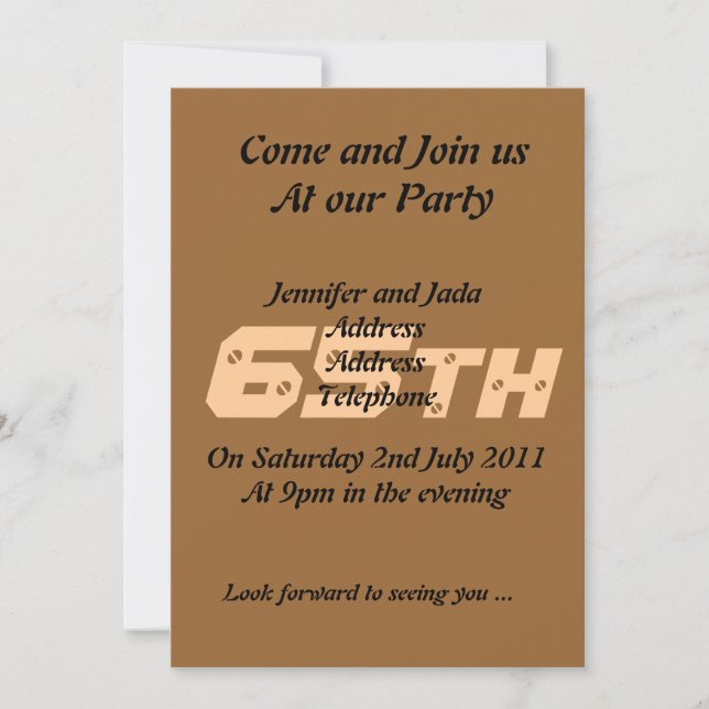 65th Birthday Party Invitation (Front)