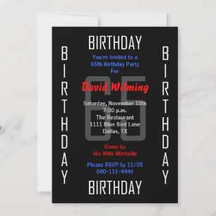 65th Birthday Party Invitation 65