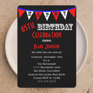 65th Birthday Party Invitation Bunting