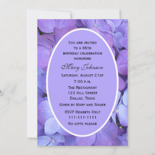 65th Birthday Party Invitation Hydrangea