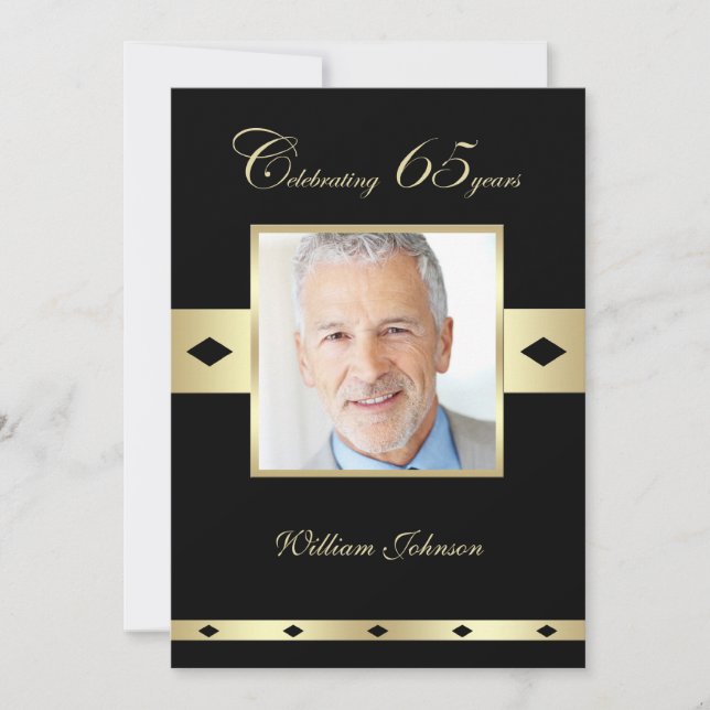 65th Birthday Party Invitation Photo 65th (Front)