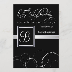 65th Birthday Party Invitations - with Monogram