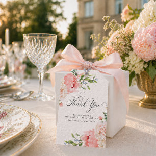 65th Birthday Party Pink Floral Custom Favour Tags