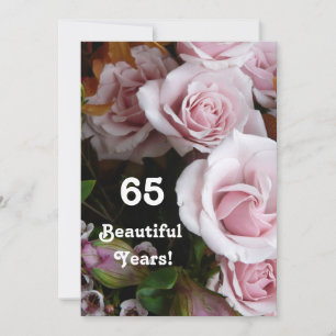 65th Birthday Party- Pink Rose Bouquet Invitation