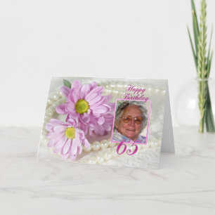 65th birthday photo card with daisies