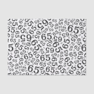 65th Birthday Random Number Pattern Black/White Tissue Paper