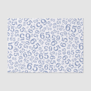 65th Birthday Random Number Pattern Blue/White Tissue Paper