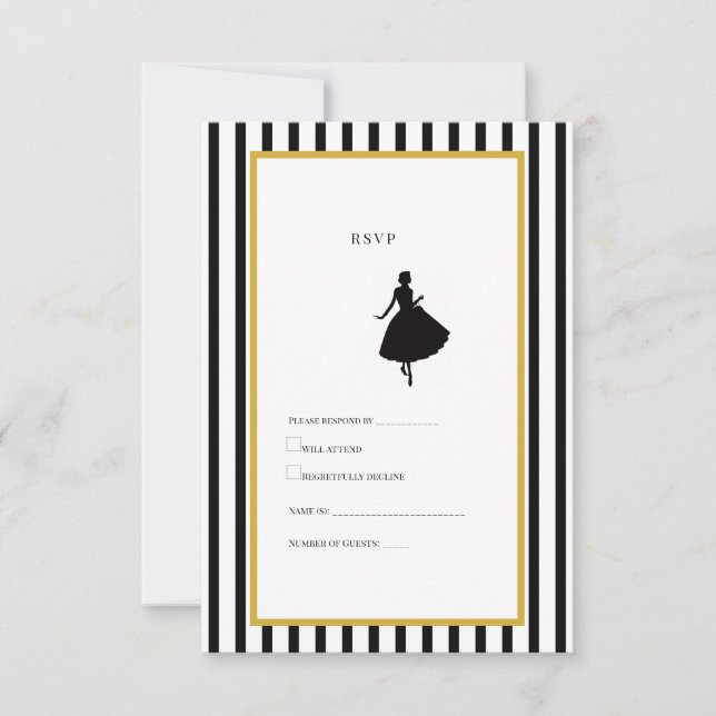 65th Birthday RSVP Card Black & Gold (Front)