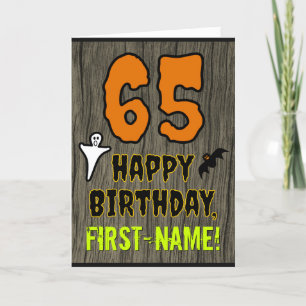 65th Birthday: Spooky Halloween Theme, Custom Name Card