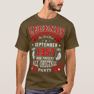 65th Birthday Tee Legends Born In September 1957 6