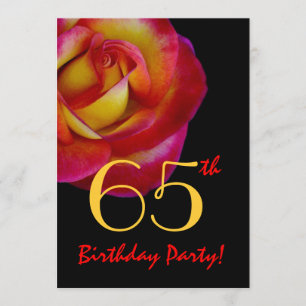 65th Birthday Template - Red and Yellow Rose