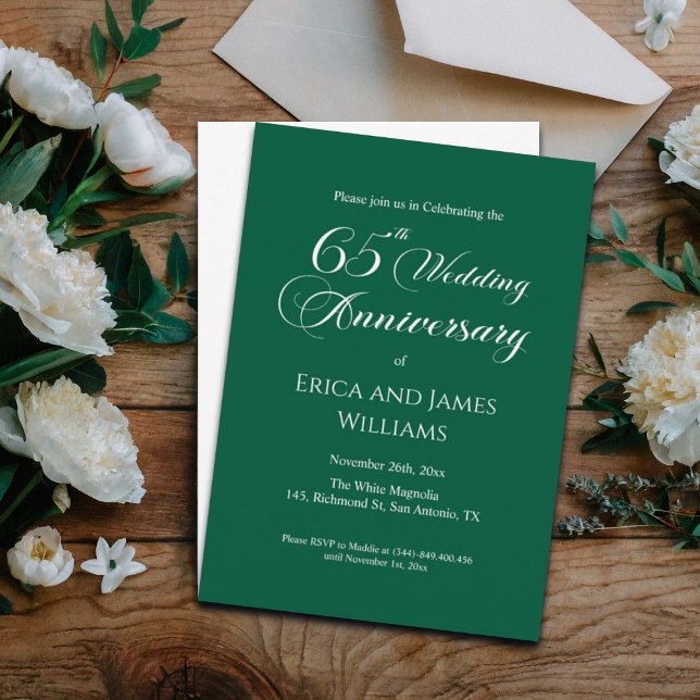65th Blue Sapphire Wedding Anniversary Elegant Invitation (Creator Uploaded)