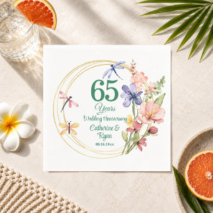 65th Blue Sapphire Wedding Anniversary Gold Frame  Napkin