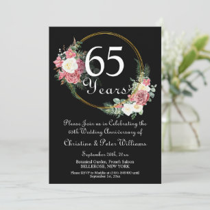 65th Blue Sapphire Wedding Anniversary Roses  Invitation