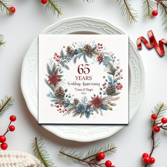 65th Blue Sapphire Wedding Anniversary Winter Napkin (Creator Uploaded)