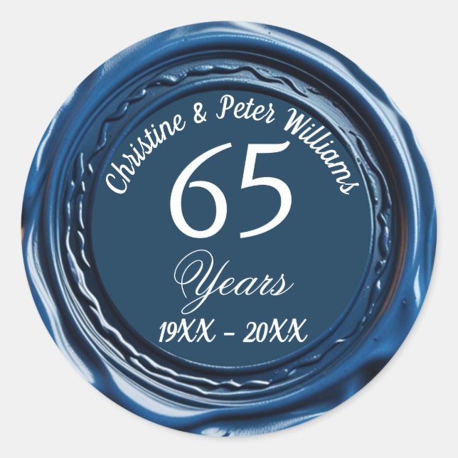 65th Blue Sapphire Wedding Blue Wax Seal Sticker (Front)