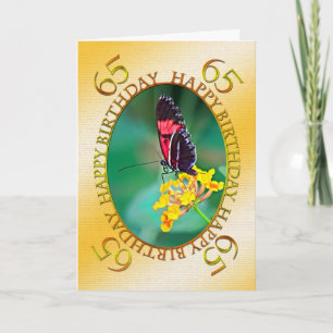 65th Butterfly and flower birthday card