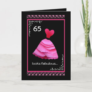65th Fabulous Birthday with Pink Dress Card