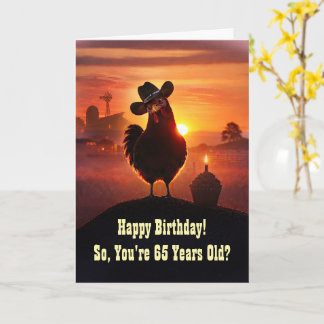 65th Funny Happy Birthday with Chicken Farm Card