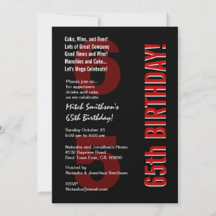 65th Modern Birthday Black White Red Template