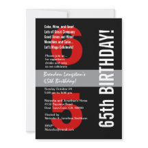 65th Modern Birthday Black White Red Template A08A