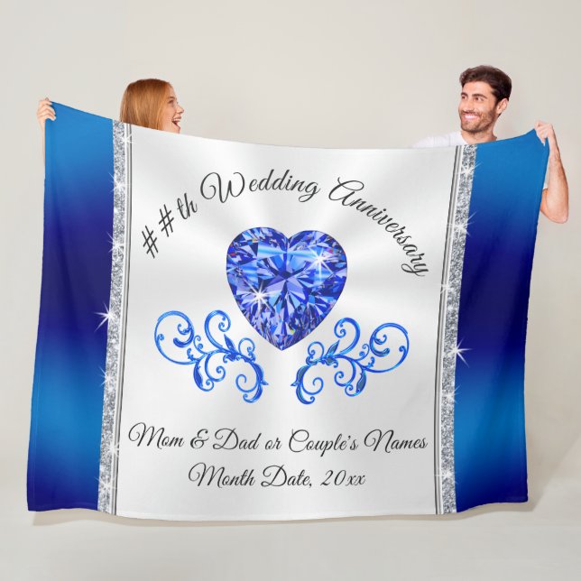 65th or 45th Wedding Anniversary Gifts for Parents Fleece Blanket (In Situ)