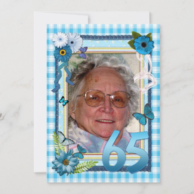 65th Photo birthday party invitation (Front)