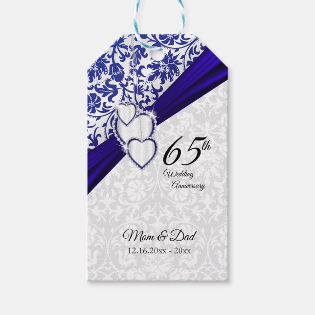65th Sapphire Wedding Anniversary Gift Tags (Front)