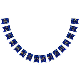 65th Sapphire Wedding Anniversary Gold Typography Bunting