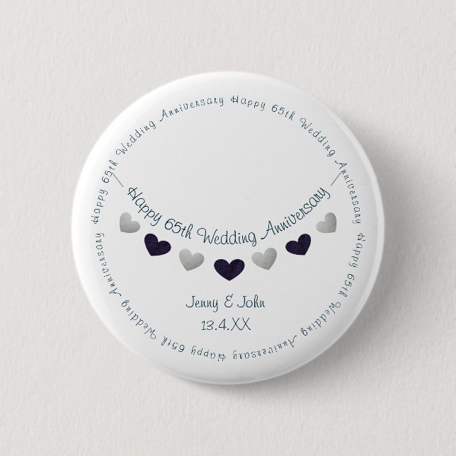 65th sapphire wedding anniversary husband wife 6 cm round badge (Front)