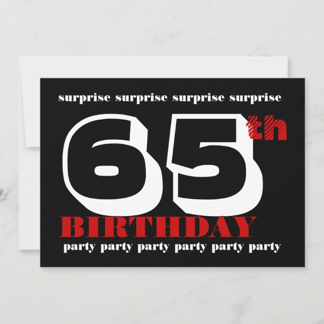 65th SURPRISE Birthday Party Invitation Template (Front)