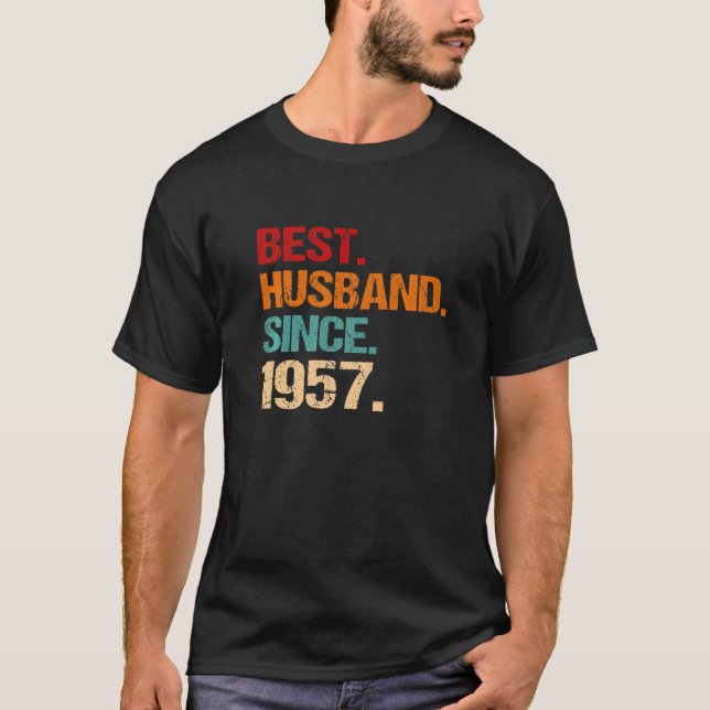 65th Wedding Anniversary Best Husband Since 1957 F T-Shirt (Front)