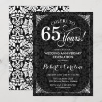 65th Wedding Anniversary - Black White Damask