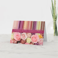 65th Wedding Anniversary Card -Pastel roses stripe