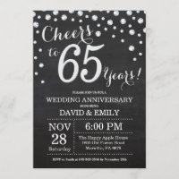 65th Wedding Anniversary Chalkboard Black Silver