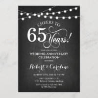 65th Wedding Anniversary - Chalkboard Black White