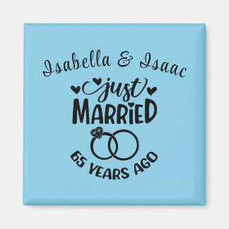 65th Wedding Anniversary Custom Names Sky Blue Magnet