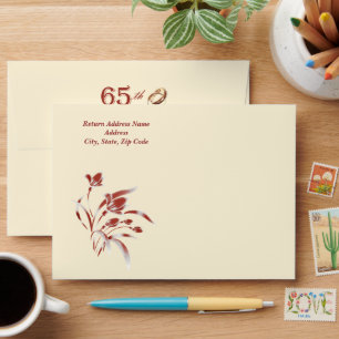 65th Wedding Anniversary Elegant Floral Custom Envelopes